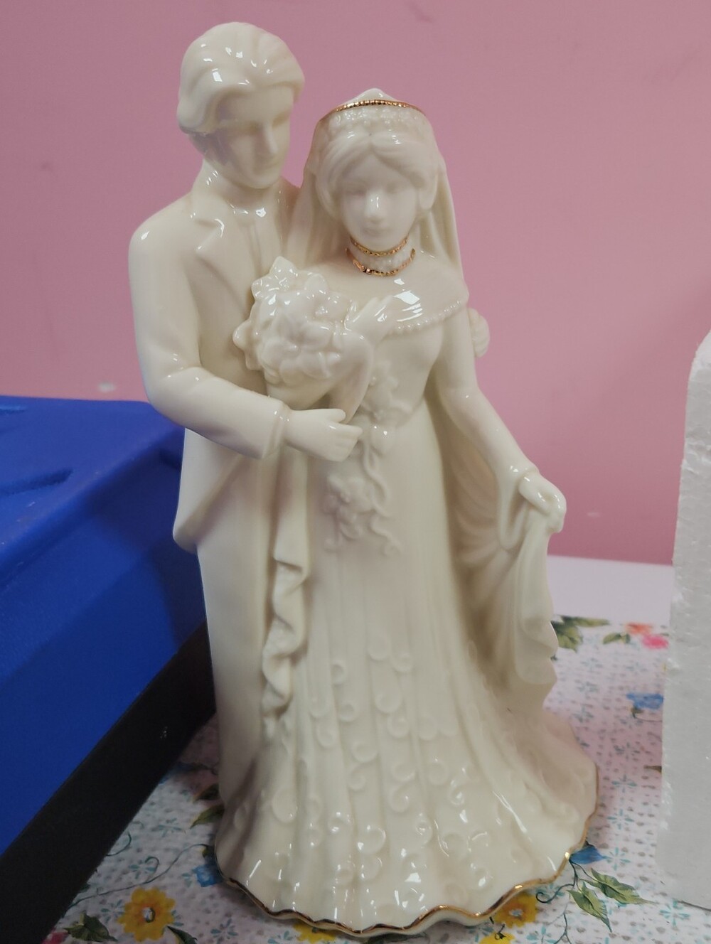 New Ivory Ceramic Wedding Couple Cake Topper - Elegant Bridal Figurine